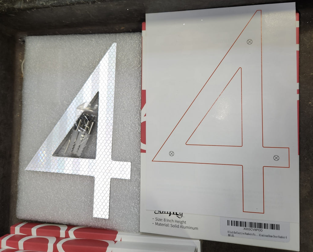 Floating House Numbers 8" (15 cm) Silver Brush High Reflective