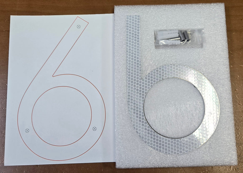 Floating House Numbers 8" (15 cm) Silver Brush High Reflective