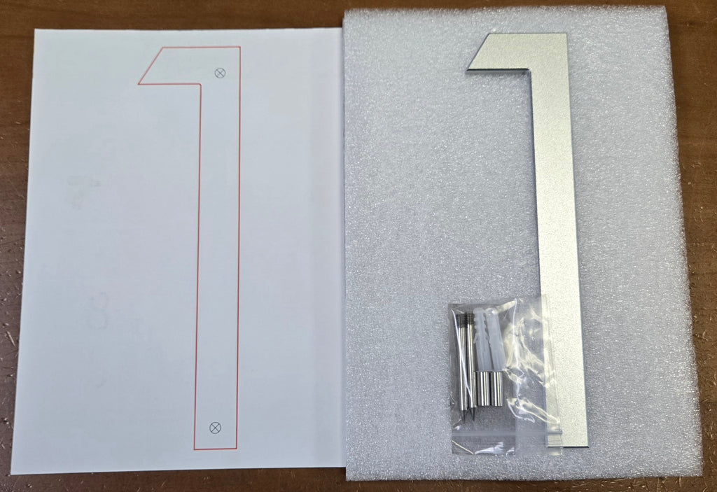 Floating House Numbers 8" (15 cm) Silver Brush High Reflective