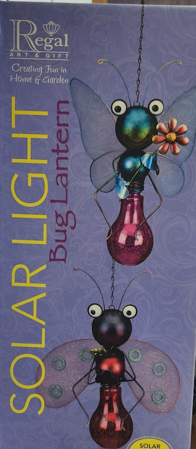 NEW REGAL ART & GIFT SOLAR LANTERN DRAGONFLY  OUTDOOR YARD GARDEN DECOR 12539