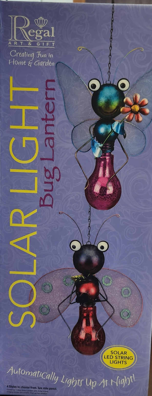 NEW REGAL ART & GIFT SOLAR LANTERN DRAGONFLY  OUTDOOR YARD GARDEN DECOR 12539