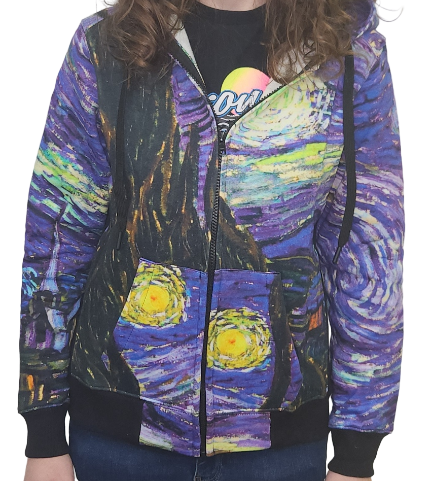 Van Gogh Starry Nights Pull Over Hoodie Zippered