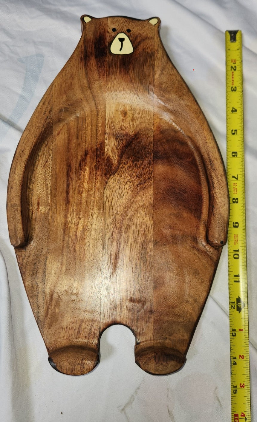Large & Small Wooden Bear Serving Tray  Set