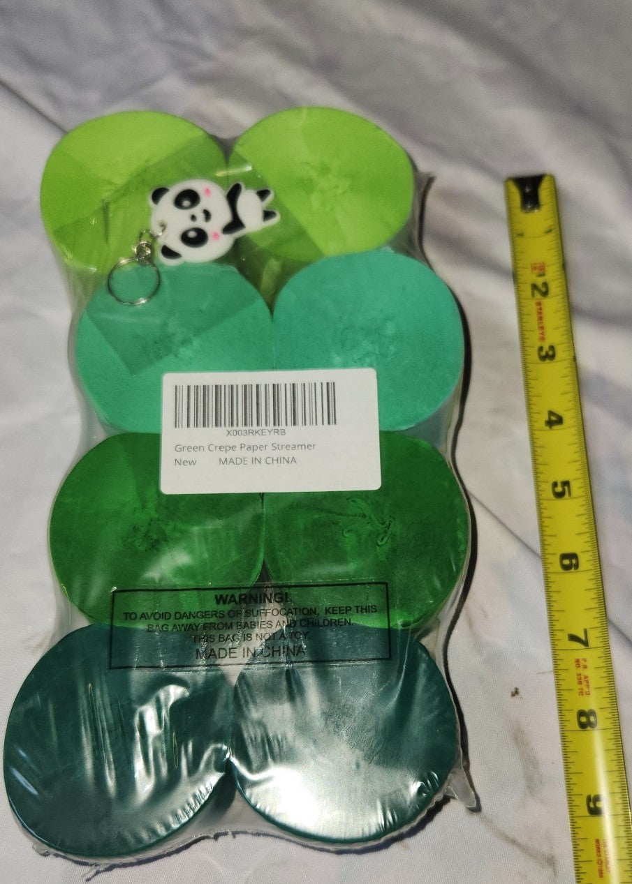 Streamers 8 Rolls 656ft Crepe Paper Streamer  with free Panda Keychain lot of 5