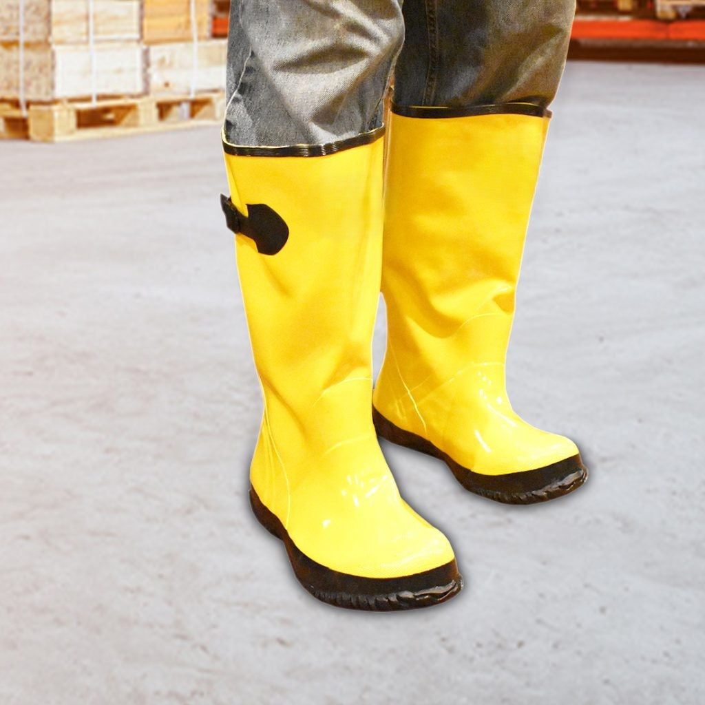 Safety  Waterproof Over-The-Shoe Knee Boots, Yellow, 15" Tall