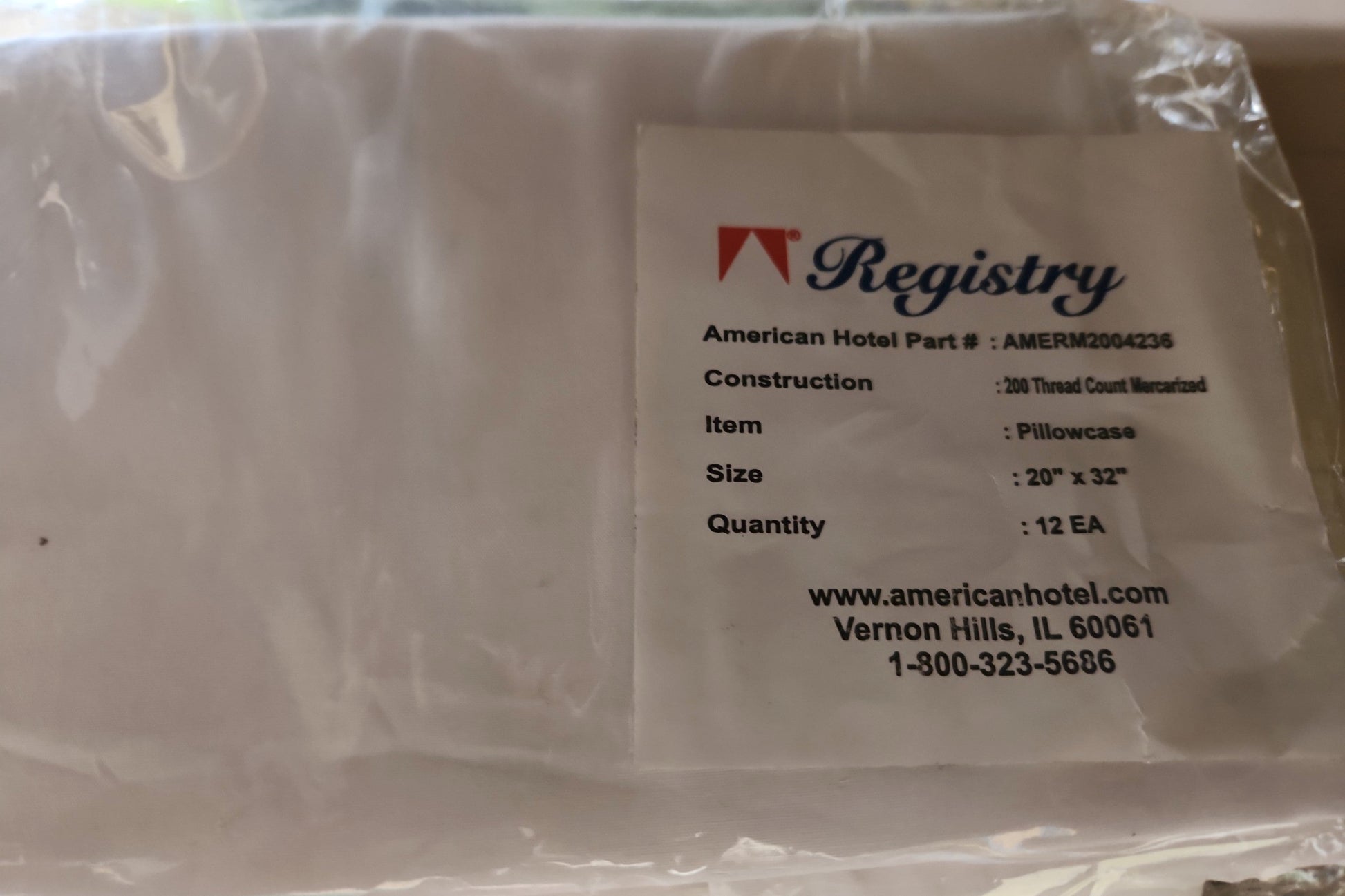 Registry pillowcase white  cotton blend modern Amerm2004236 Lot of 12 20" X 32"