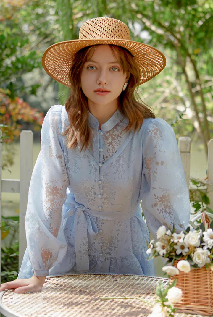 Petite Studio Boulder Dress -Sky Organza