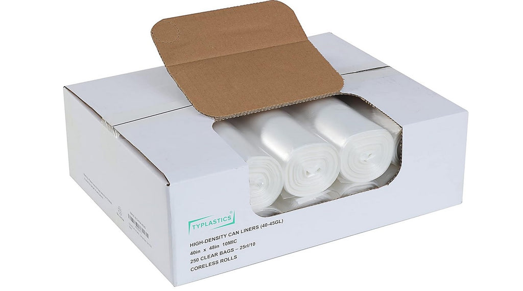 High Density Trash Can Liners Clear 45-45 Gallon 40" X 45" 250Count