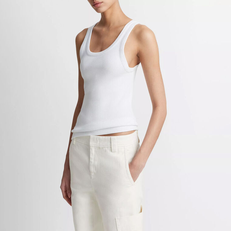Vince Ribbed Scoop-Neck Tank